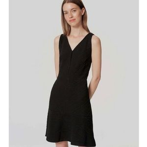 Loft Black Chevron Flounce Dress